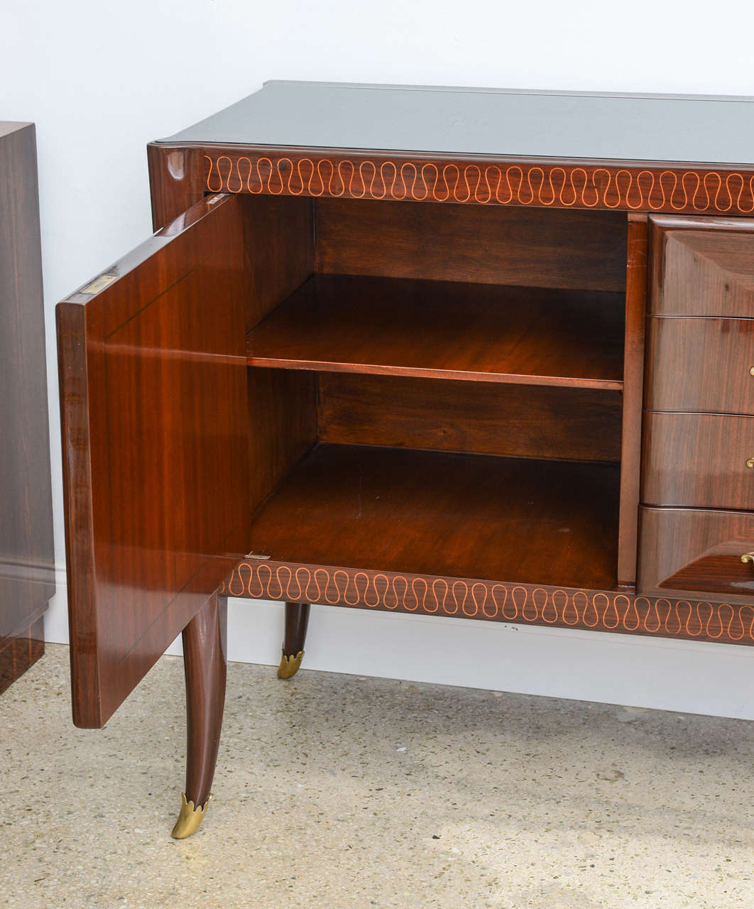 Italian Modern Palisander, Walnut and Olivewood Sideboard or Buffet, Paolo Buffa In Excellent Condition In Hollywood, FL
