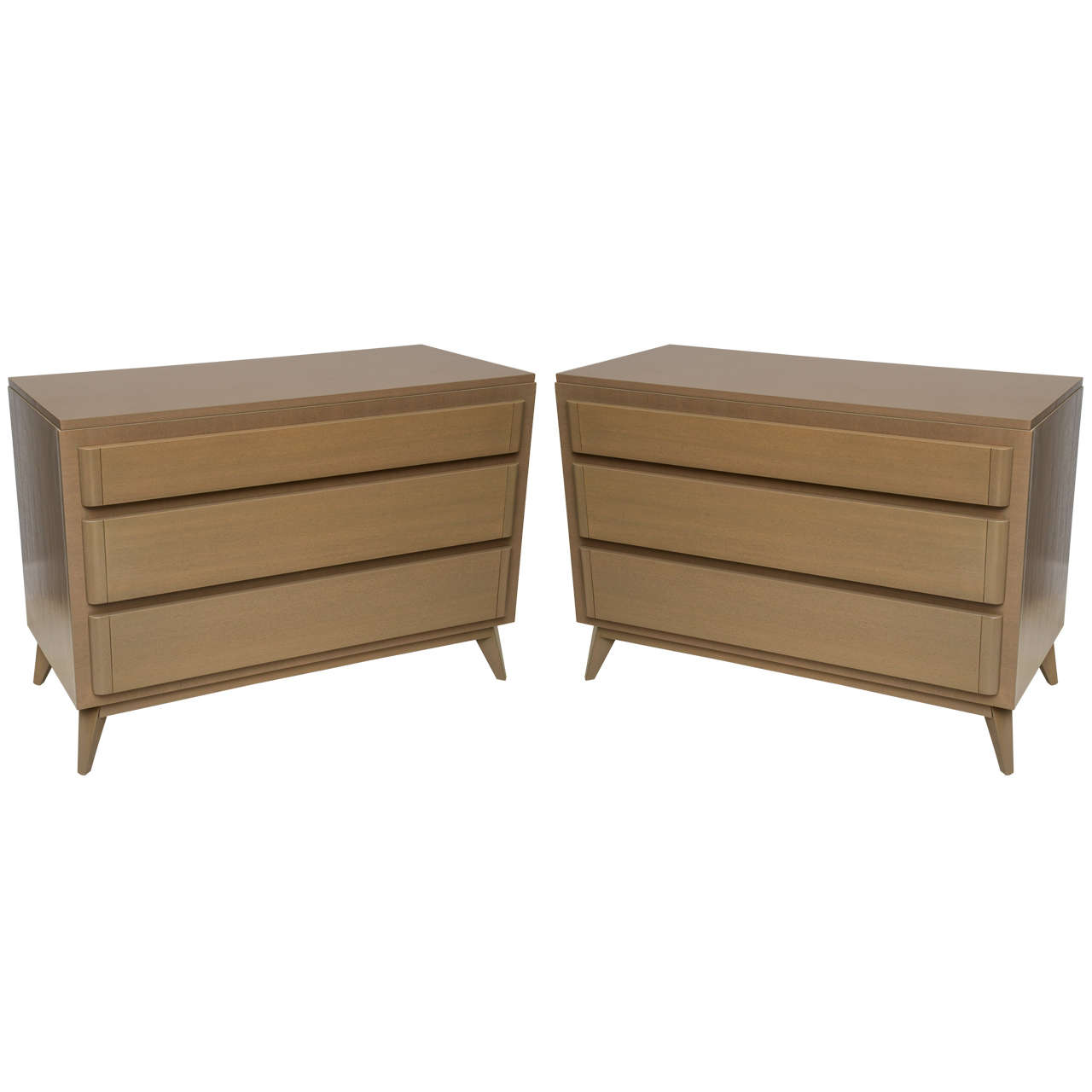 Pair of American Modern Cerused Oak Commodes For Sale