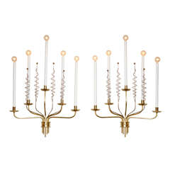 French Mid-Century Brass and Nickel Sconces