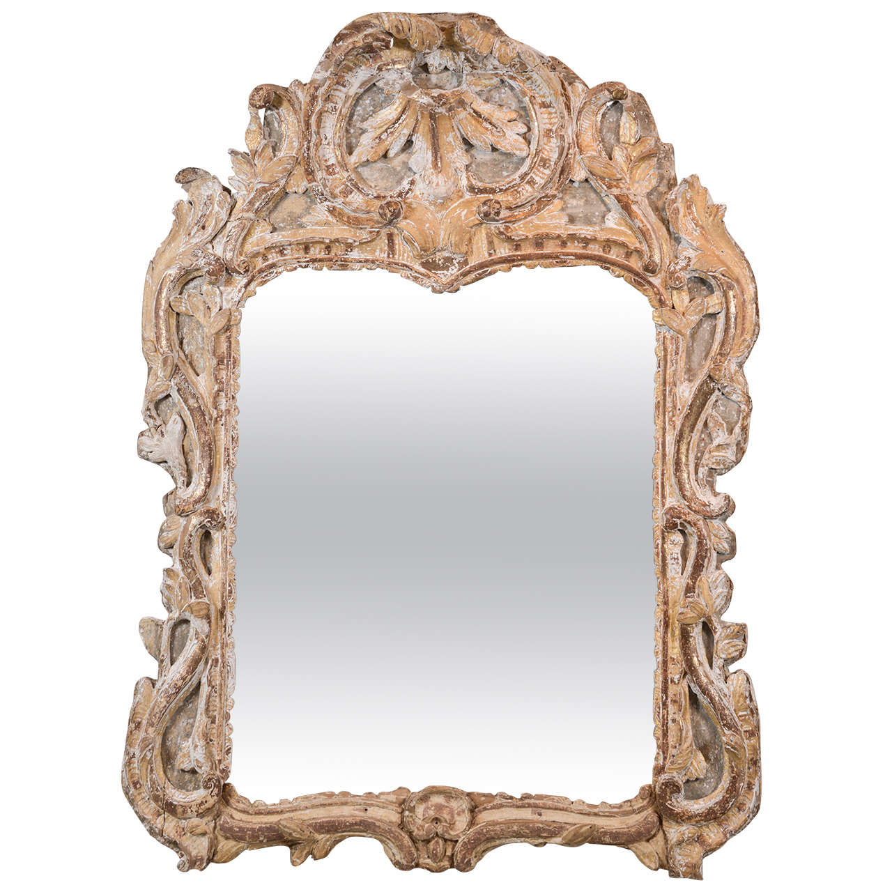 18th Century Louis XV Mirror with Shell Motif in Crown