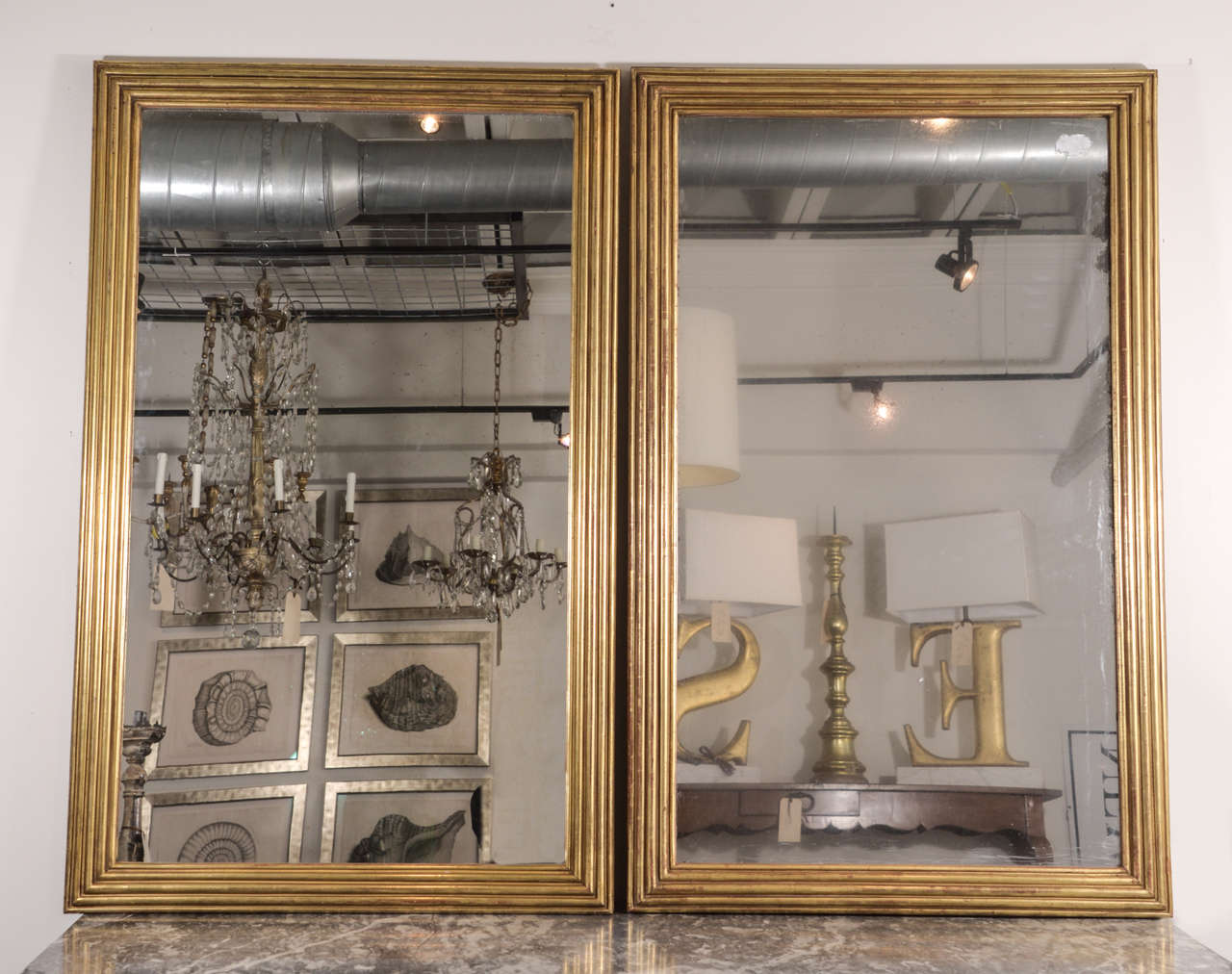 Pair of Early 19th Century Reeded Mirrors