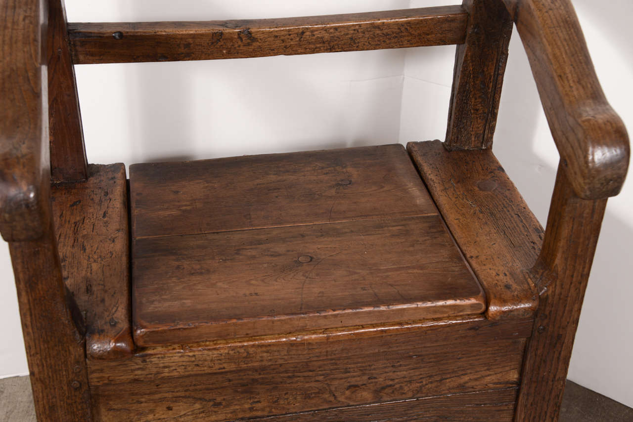 19th Century 18th Century Rustic Oak Monk's Bench with Seat Drawer