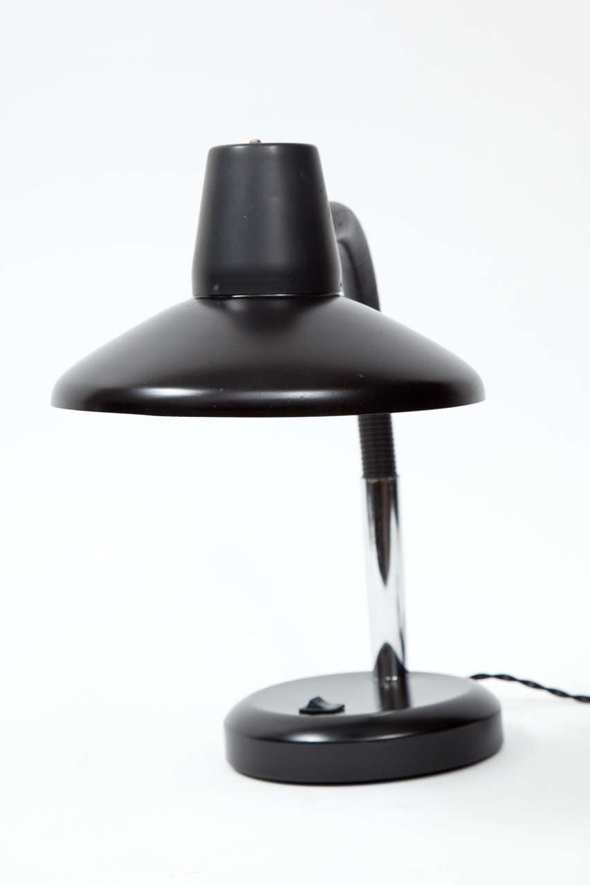 American Clean-Lined Black Gooseneck Desk Lamp For Sale