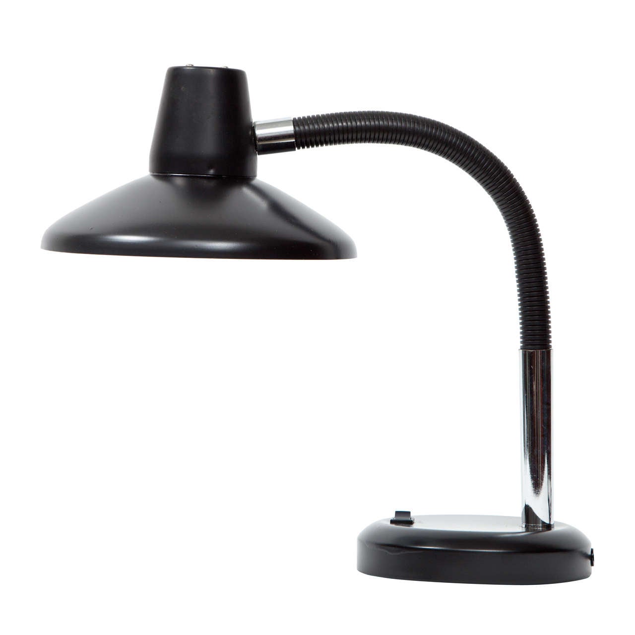 Clean-Lined Black Gooseneck Desk Lamp For Sale