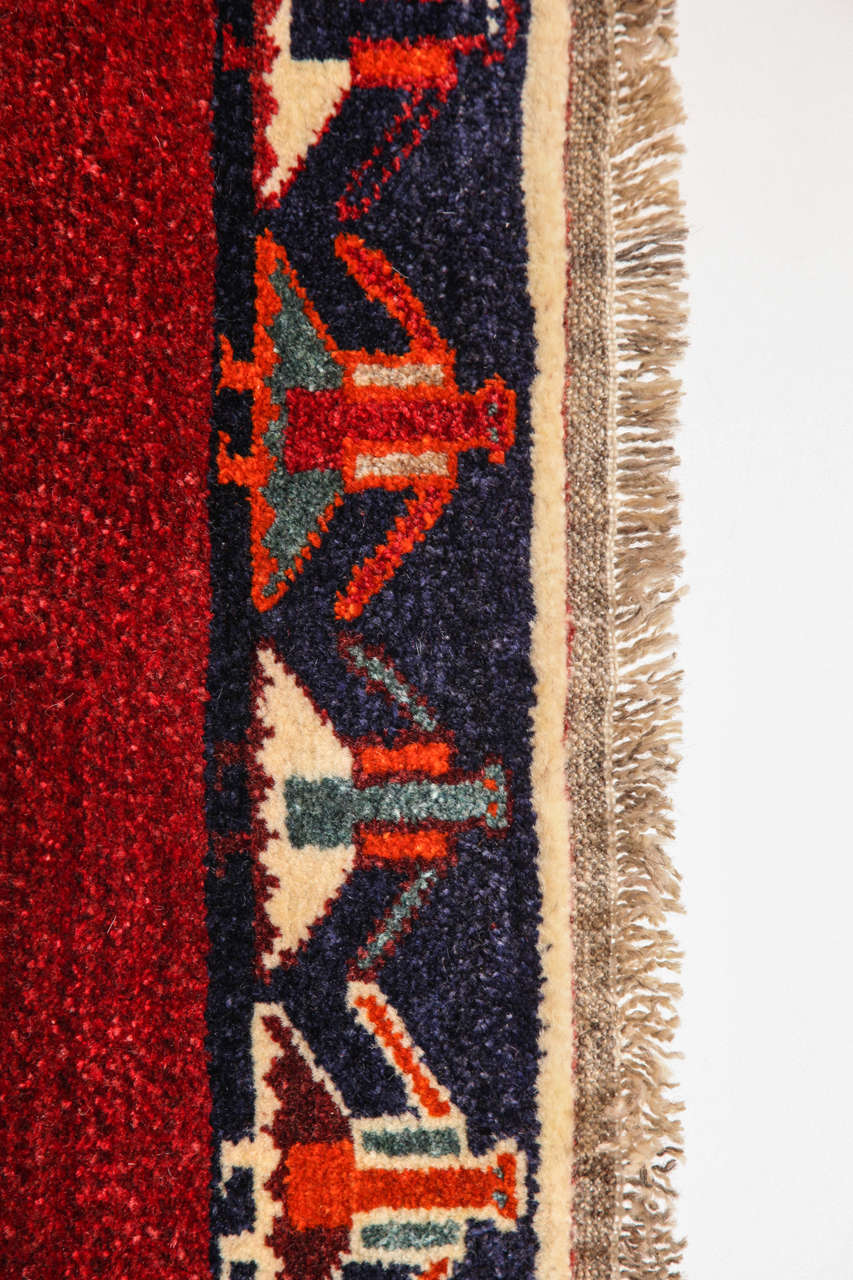 Vintage Qashqai Animal Rug, Red, Wool, Circa 1940s, 4’ x 6’ For Sale 2