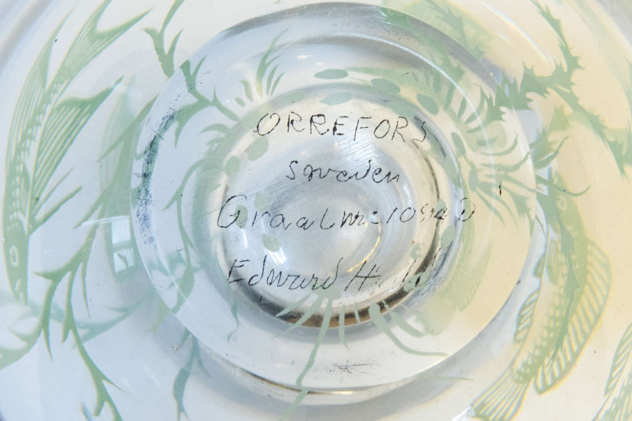 Mid-20th Century Orrefors Graal Vase Designed by Edward Hald For Sale