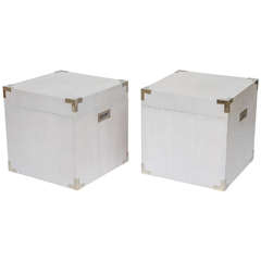 Pair of Bleached Walnut Trunks and End Tables 12