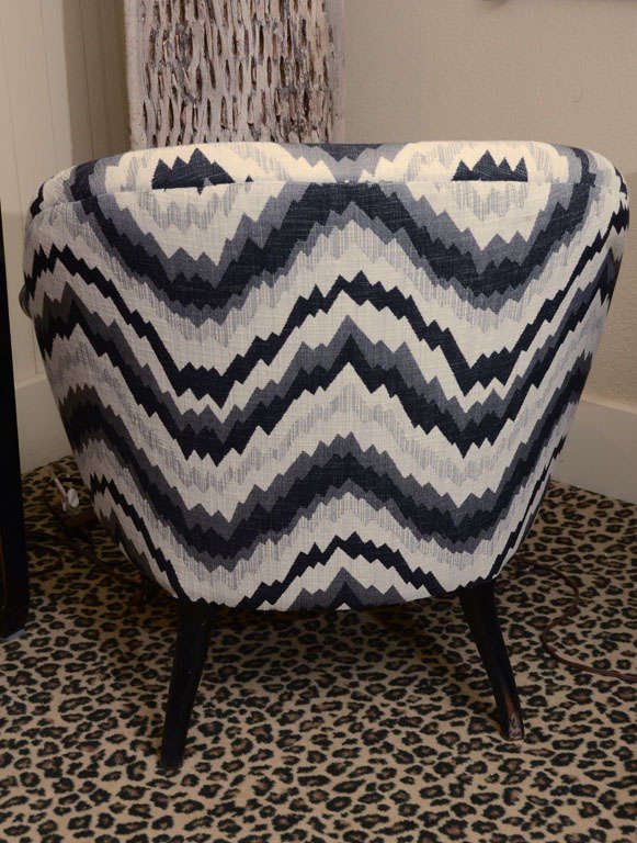 Napoleon Style Chair with Black, Gray and White Chevron Pattern In Excellent Condition For Sale In Southampton, NY