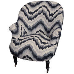 Napoleon Style Chair with Black, Gray and White Chevron Pattern