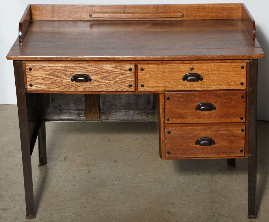 Oak and Steel Industrial Desk