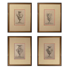 Suite of 4 Neoclassical Etchings of Urns by Salz dated 1745