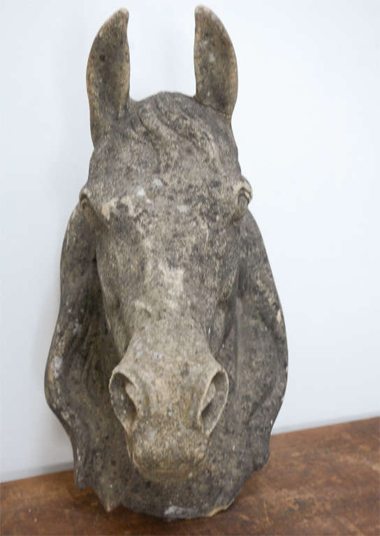 French Cement Horse Head From Stable, France C. 1800