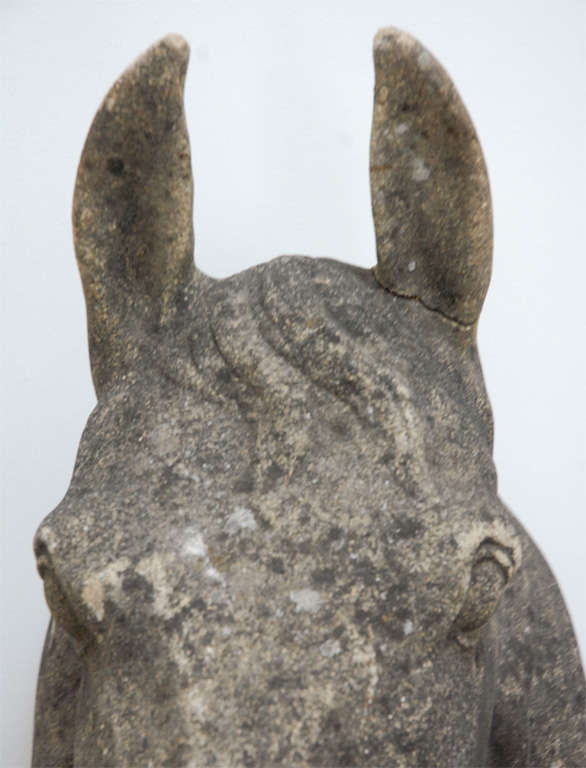Cement Horse Head From Stable, France C. 1800 In Distressed Condition In Los Angeles, CA
