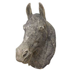 Cement Horse Head From Stable, France C. 1800