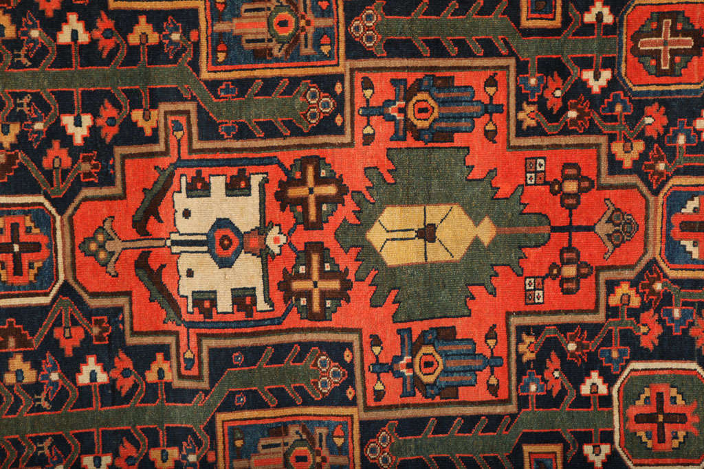 Antique 1900s Persian Meeshan Malayer Rug, Garden Design, 8' x 16' In Excellent Condition For Sale In New York, NY