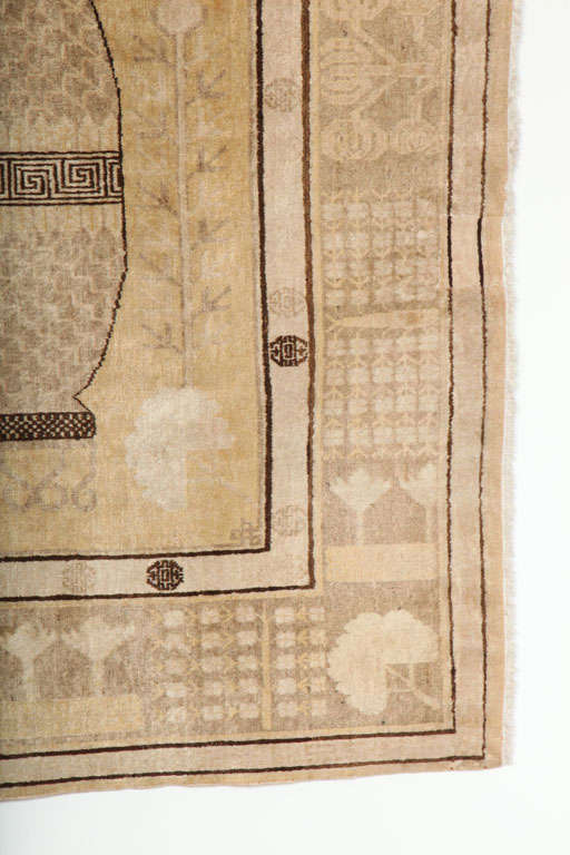 Tintura vegetale Tappeto antico Samarcanda Khotan persiano del 1870, lana, 7' x 14' in vendita