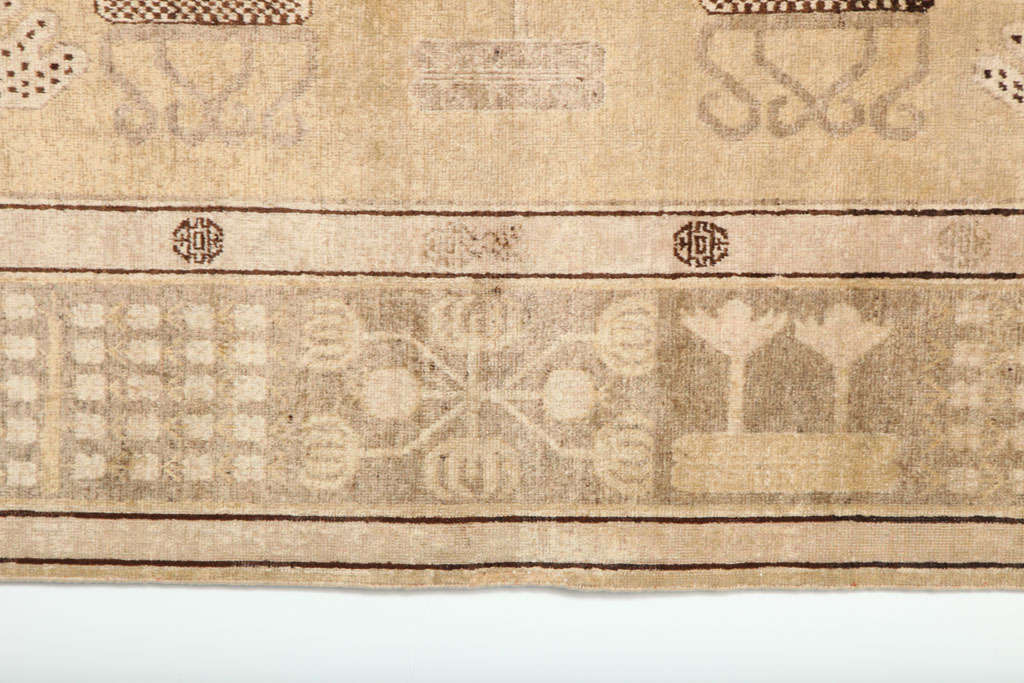 Wool Antique 1870s Persian Samarkand Khotan Rug, 7' x 14' For Sale