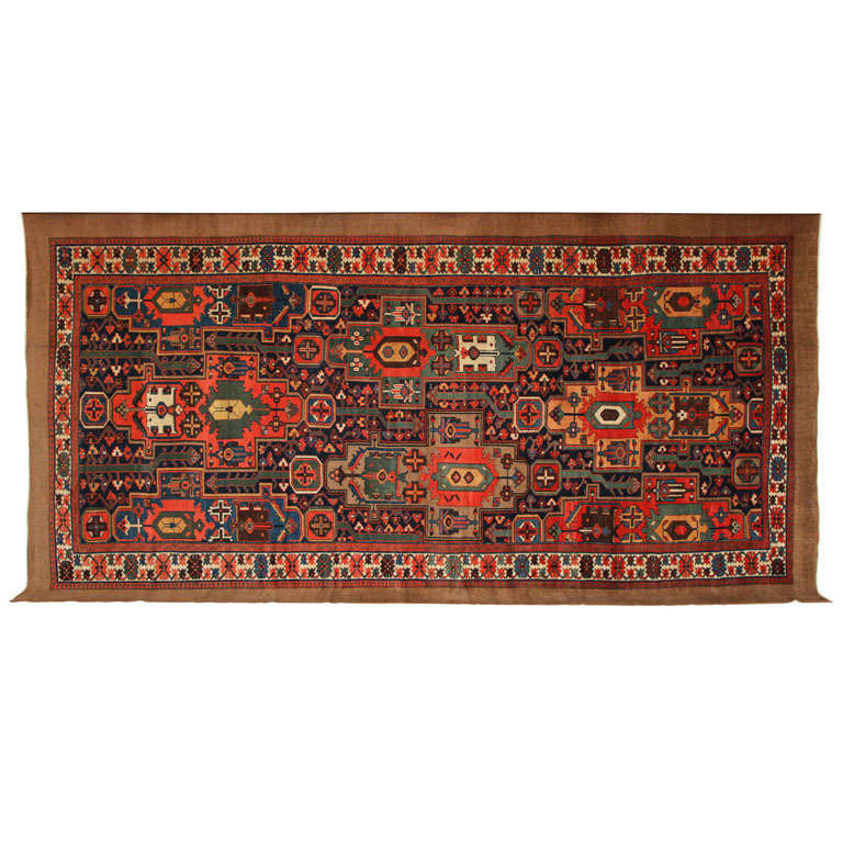 Persian Garden Design Mishan Malayer Carpet in Organic Wool and Dyes, circa 1900 For Sale at 1stdibs