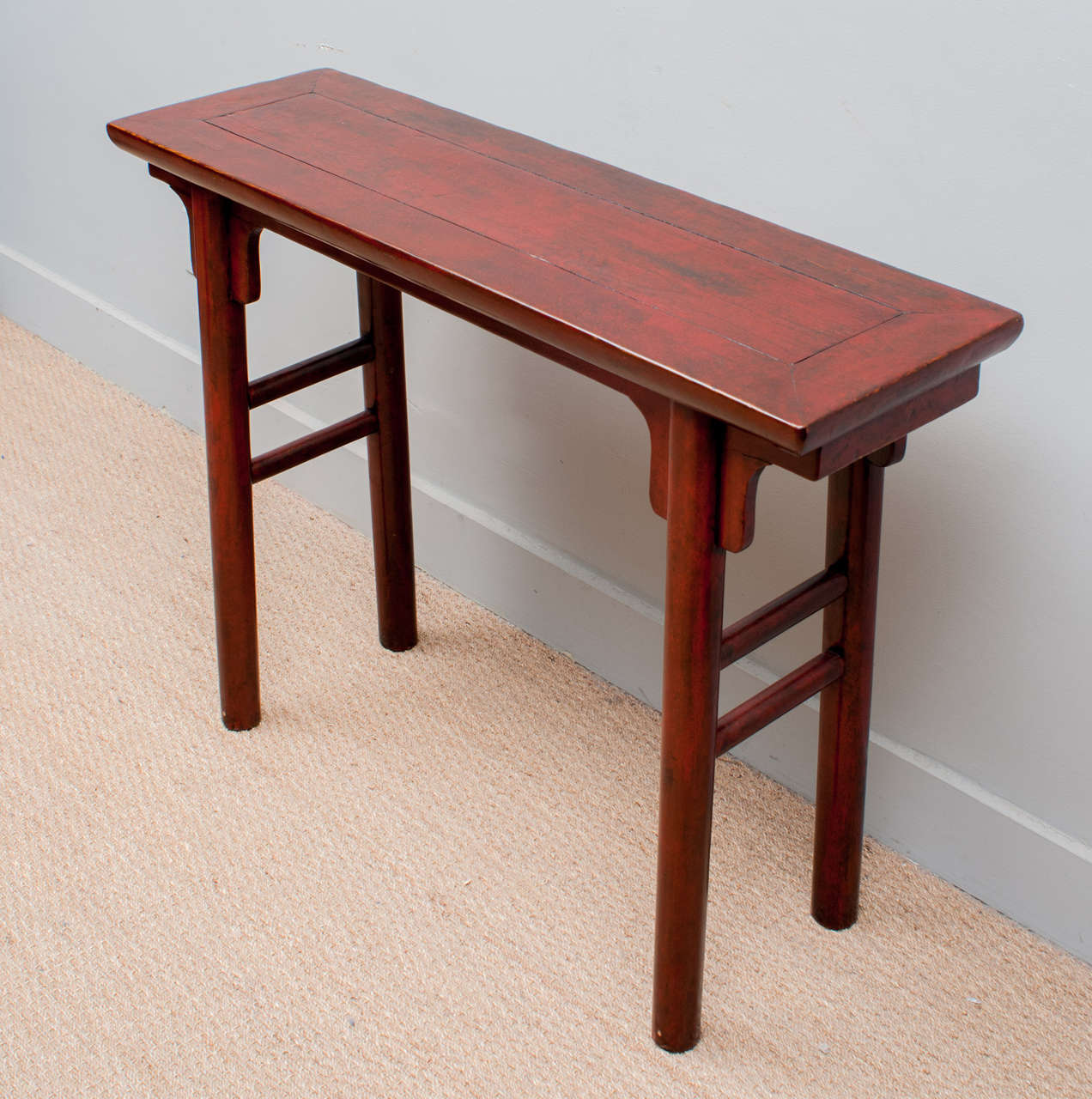 Red Lacquer Flat Top Altar Table , beautifully conserved to highlight the original finish. This 18th century piece is made from the increasingly rare Peachwood.