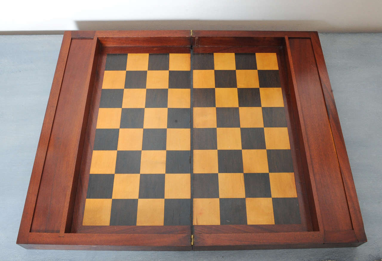 Mahogany 19th Century French Chess Box For Sale