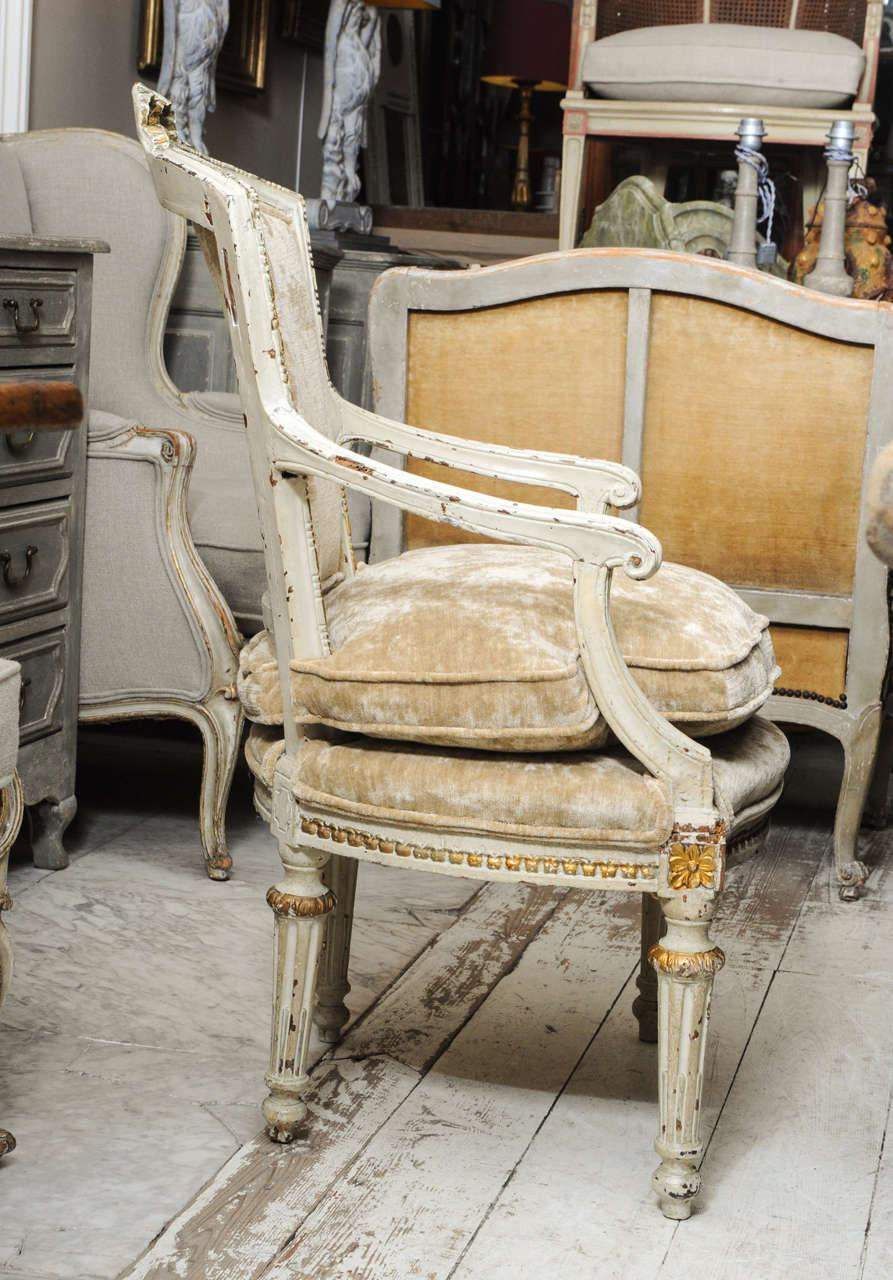 A Pair of Louis XVI 19th Century French Armchairs For Sale 1