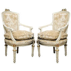 A Pair of Louis XVI 19th Century French Armchairs