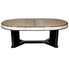 Wood and Parchment Italian Table in the Style of Osvaldo Borsani Circa 1940