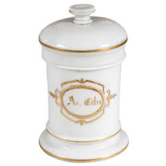 French White Lidded Opaline Apothecary Jar