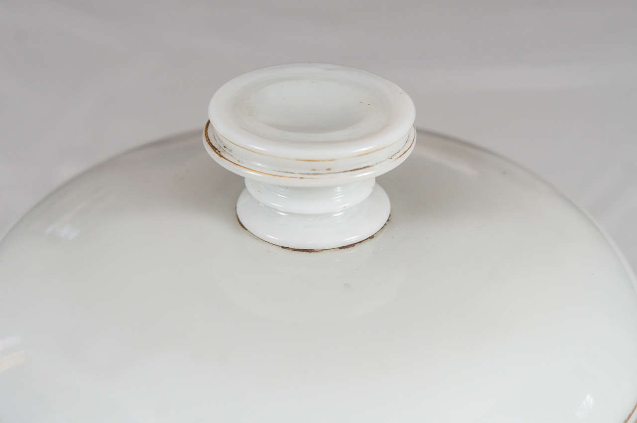 Art Nouveau French White Lidded Opaline Apothecary Jar