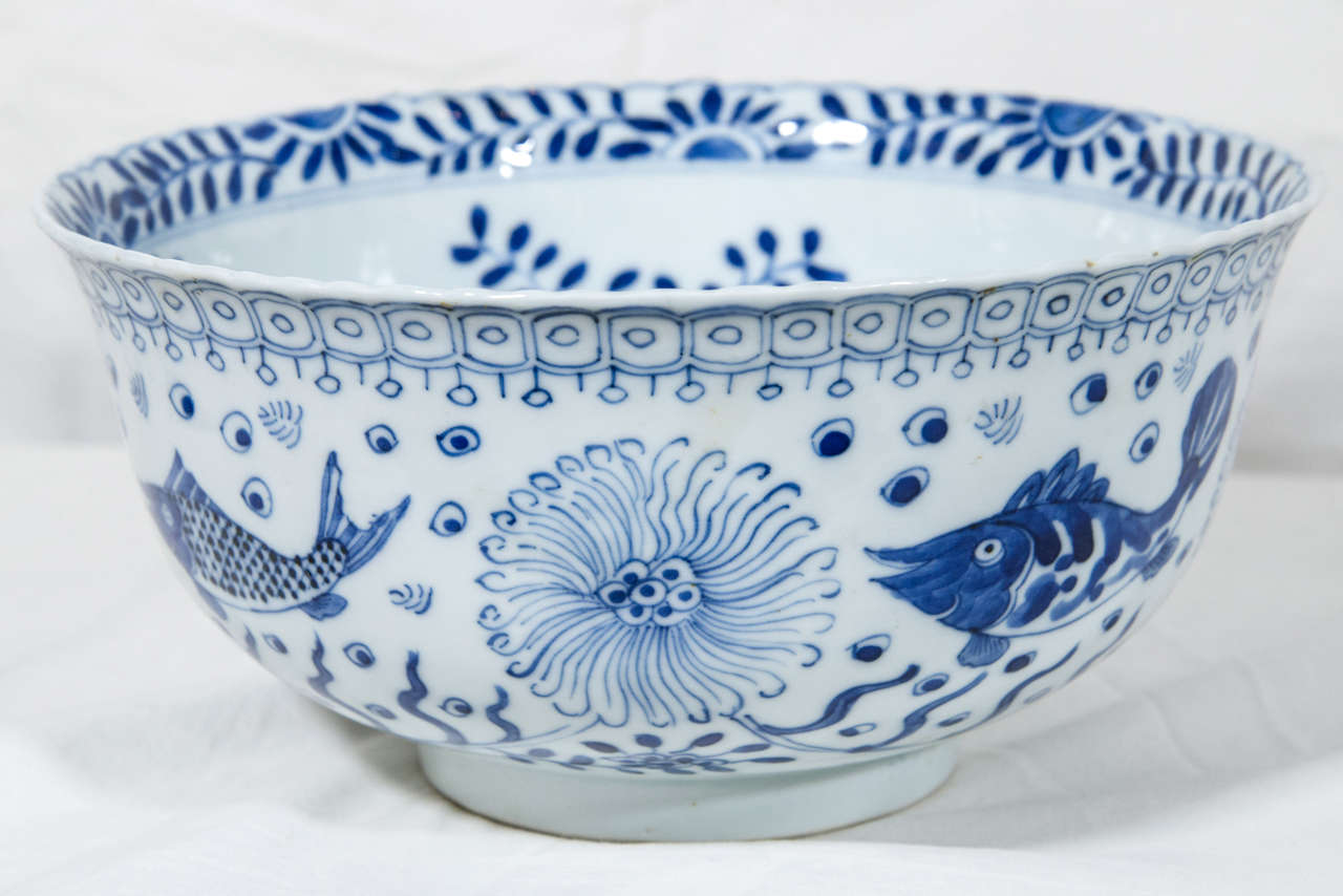 Chinese Blue and White Bowl with Fish 2