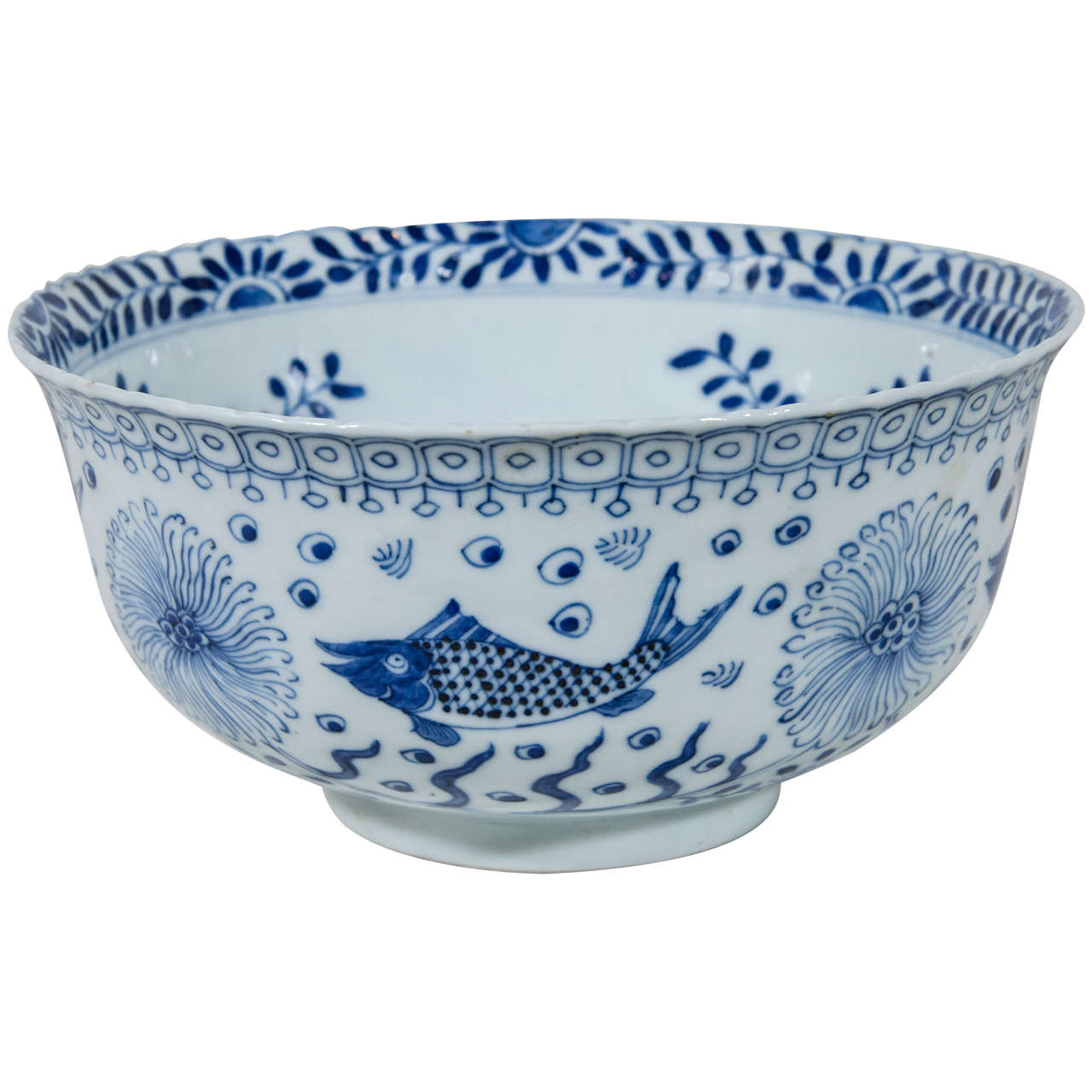 Chinese Blue and White Bowl with Fish