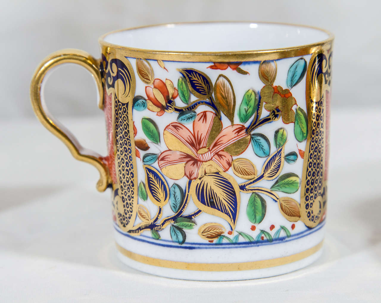 English Antique Porcelain Demitasse Imari Style Coffee Cups