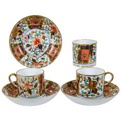 Antique Porcelain Demitasse Imari Style Coffee Cups