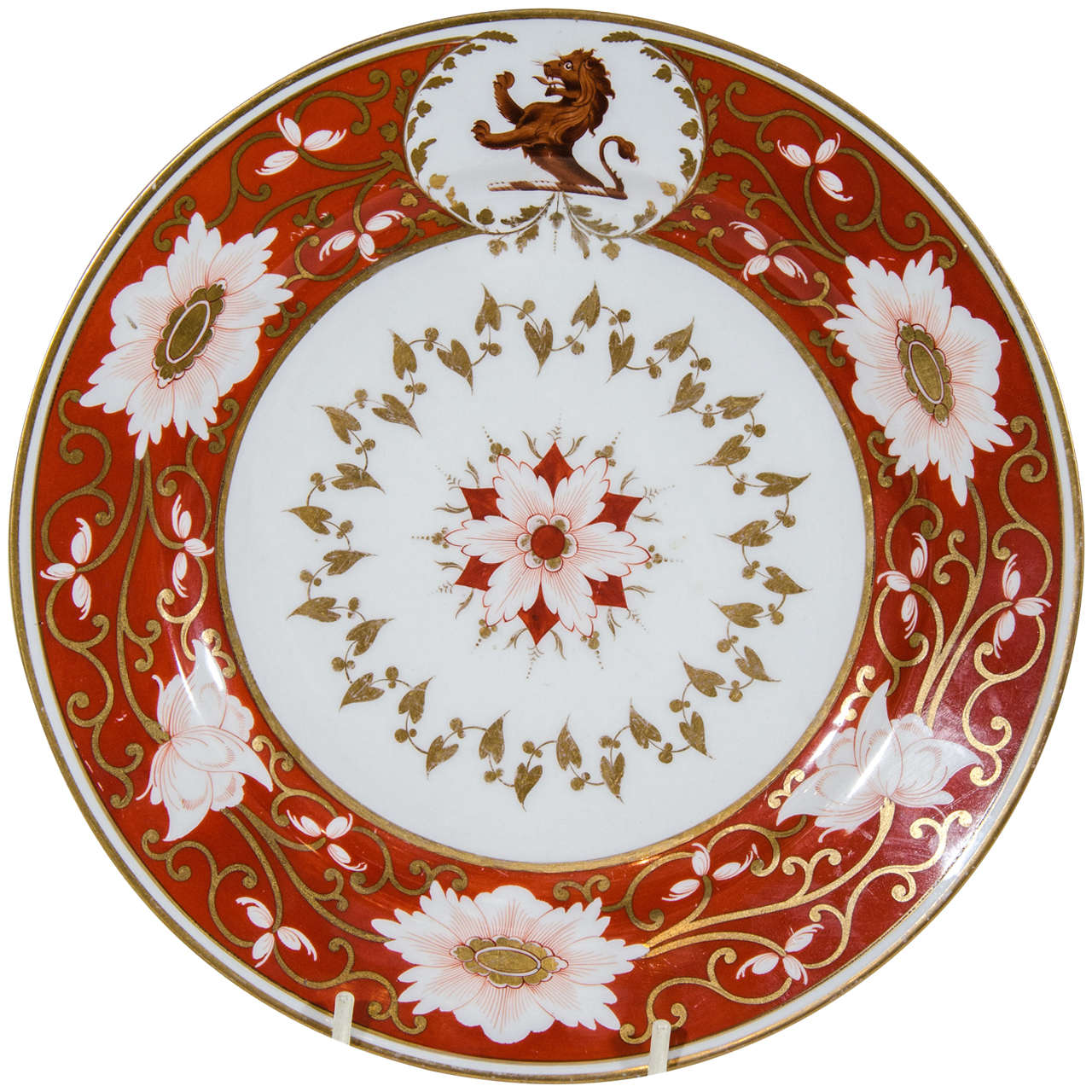 Pair Antique Chamberlain's Worcester PorcelainArmorial Dishes  Orange Border