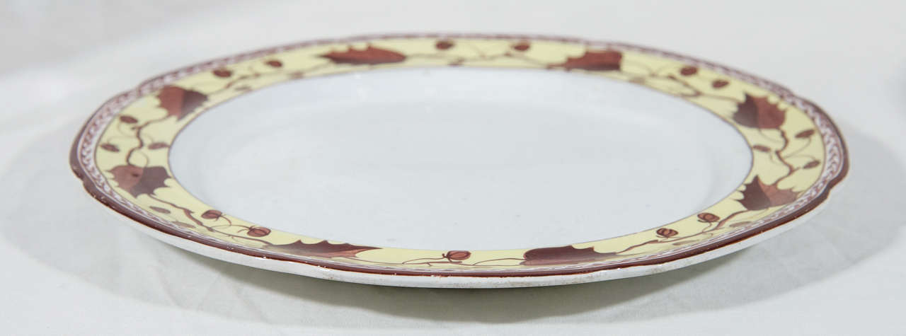 Ten Antique Creamware Dishes Border Brown and Yellow Made circa 1800 In Excellent Condition In Katonah, NY
