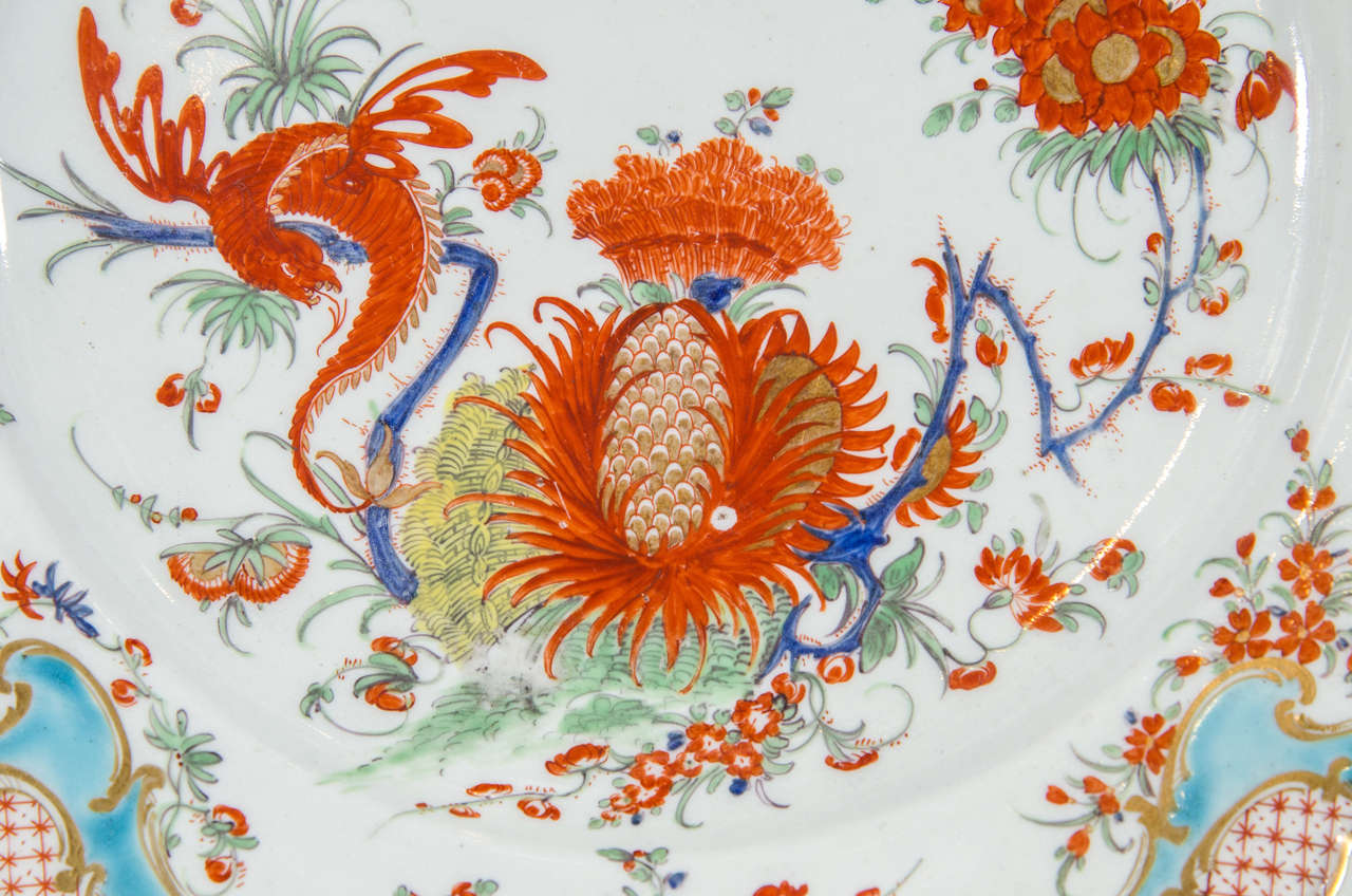 Rare Antique Dr. Wall First Period Worcester Porcelain Jabberwocky Pattern Dish