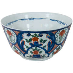 18th Century Dutch Delft Bowl Painted in Polychrome Colors