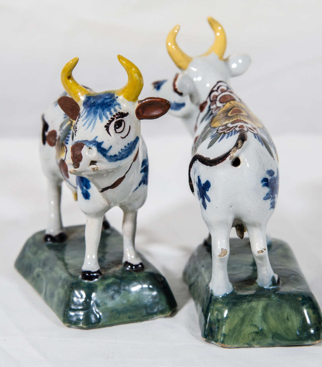 Late 18th Century Pair of Dutch Delft Cows