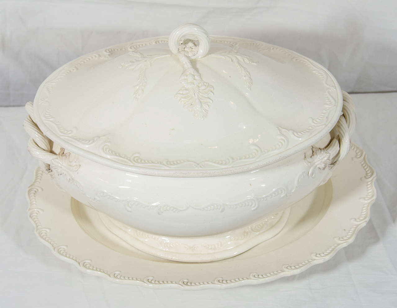 18th Century and Earlier 18th Century English Creamware Soup Tureen and Stand
