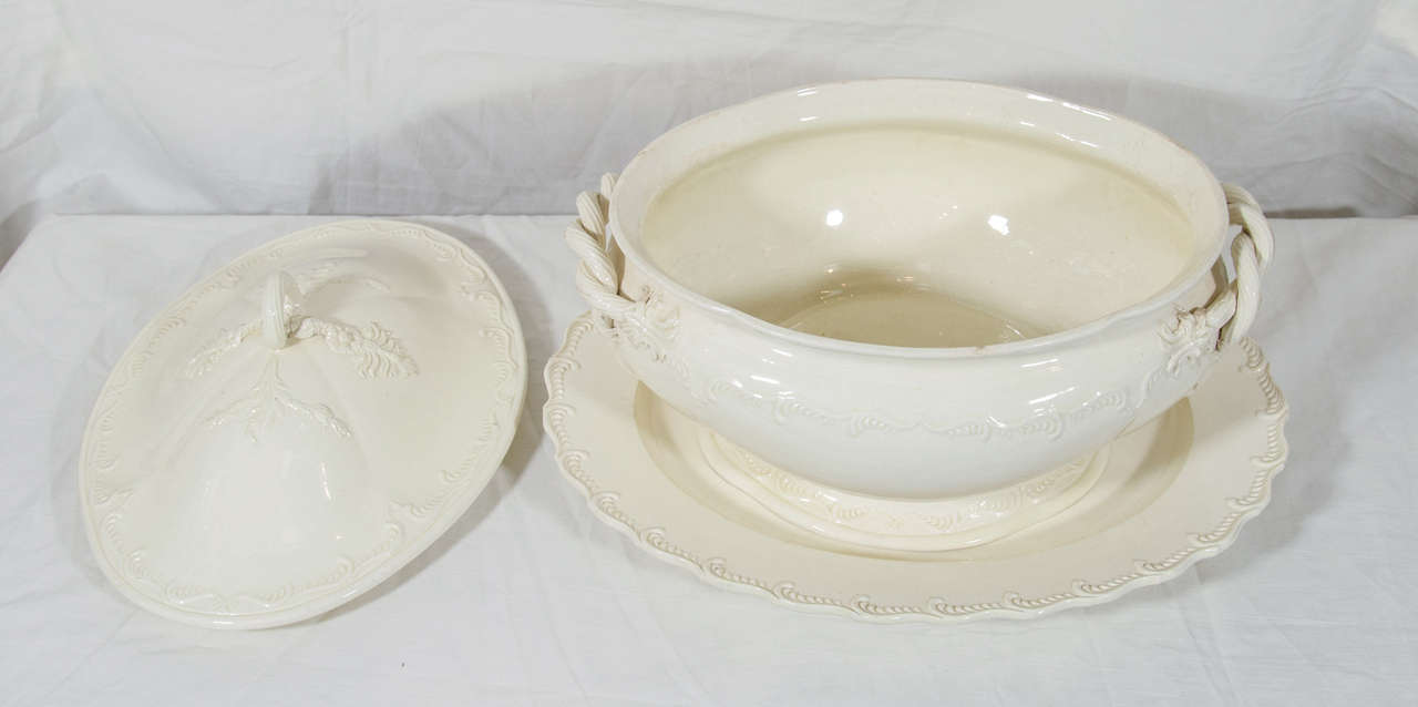 18th Century English Creamware Soup Tureen and Stand 4