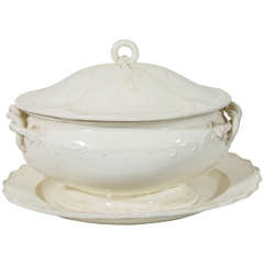 18th Century English Creamware Soup Tureen and Stand