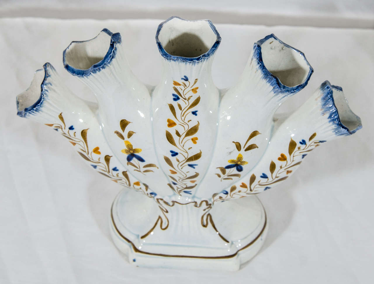 Antike Pearlware Töpferei Fünf Finger Tulipiere Vase (19. Jahrhundert)