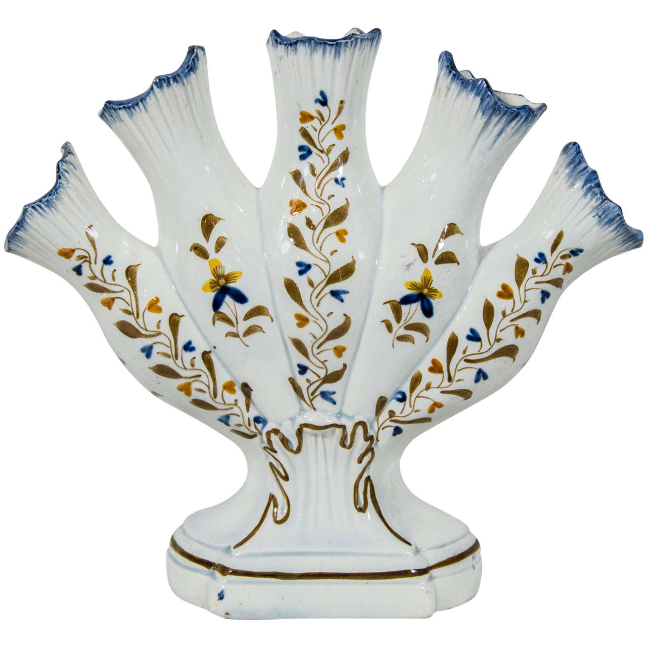 Antike Pearlware Töpferei Fünf Finger Tulipiere Vase