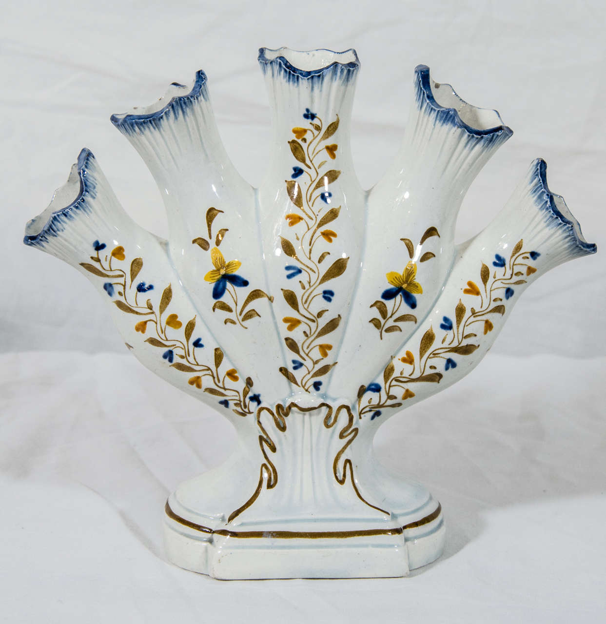 Antique Pearlware Pottery Five Finger Tulipiere Vase at 1stDibs