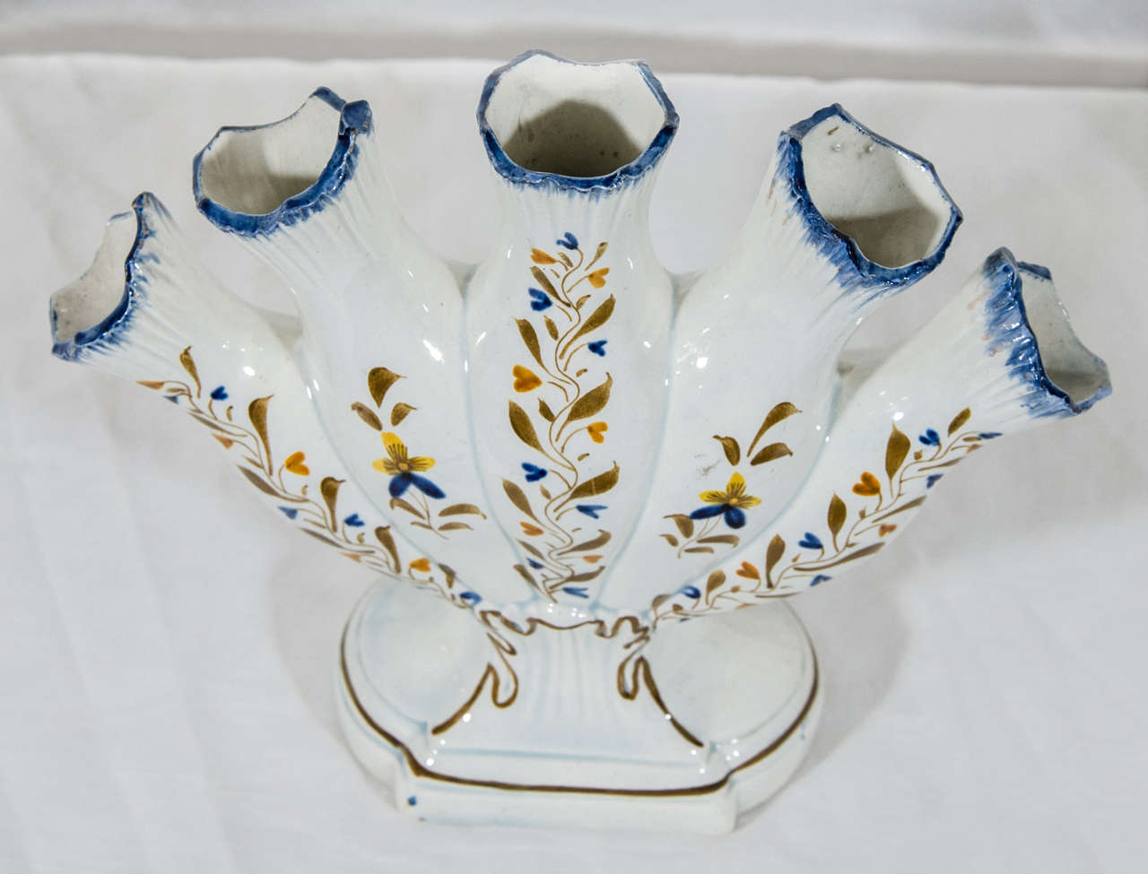 Antique Pearlware Pottery Five Finger Tulipiere Vase at 1stDibs