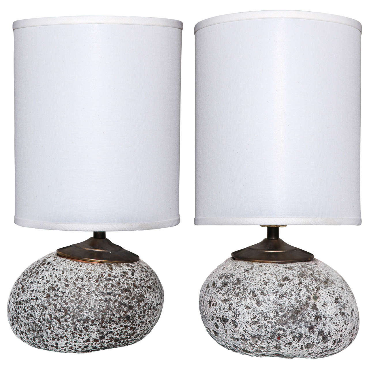 Pair of Quartz Table Lamps For Sale