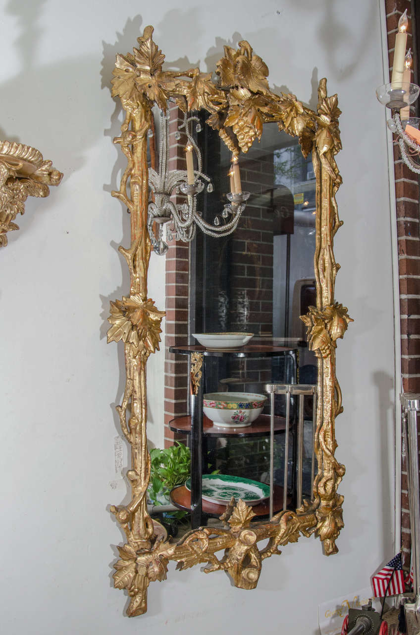 French 19th century giltwood grapevine motif pier mirror.