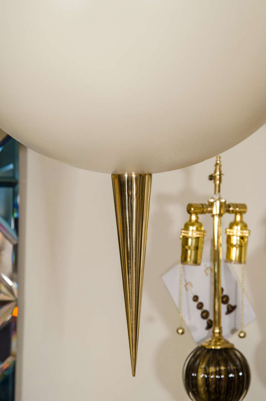 Italian Modernist Brass Pendant Fixture