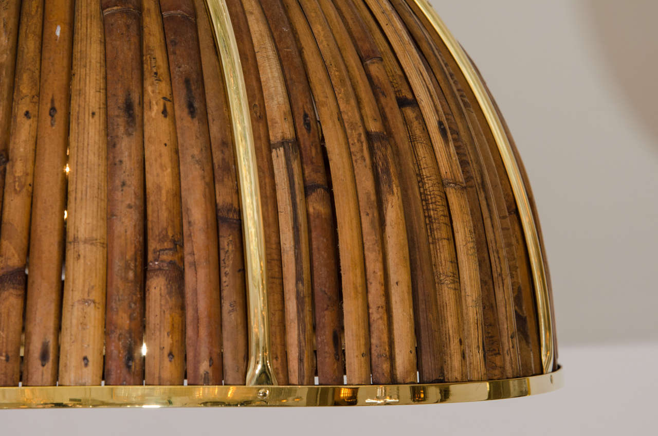 Bamboo and Brass Dome Form Pendant Fixture 1