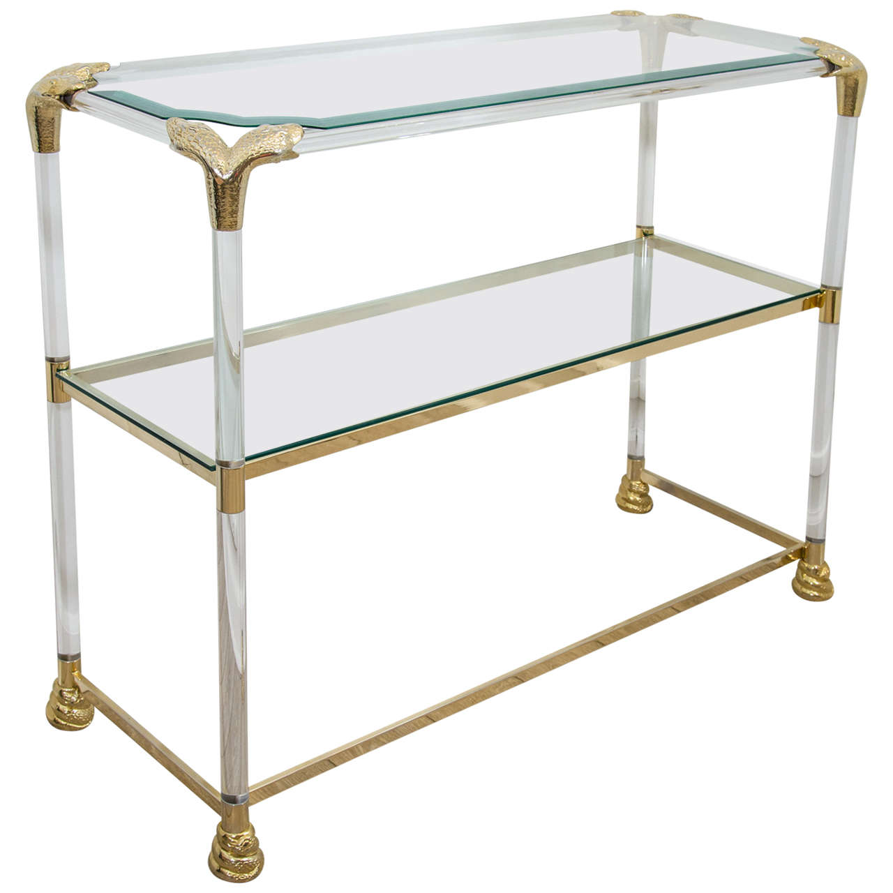 Lucite And Brass Etagere - 15 For Sale on 1stDibs